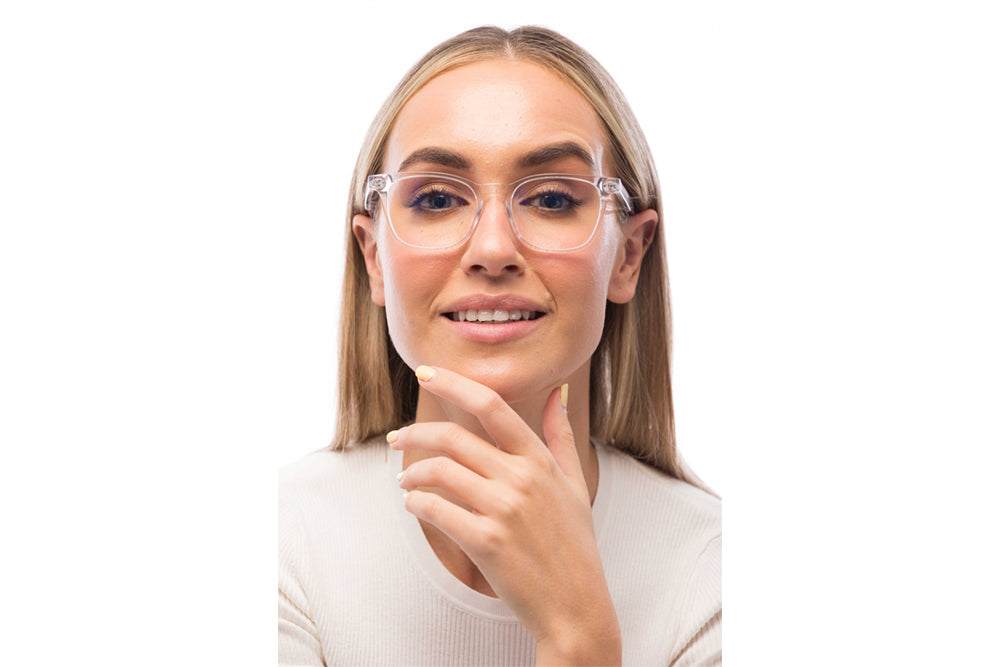 Woman Wearing Crystal Computer Glasses Prescription