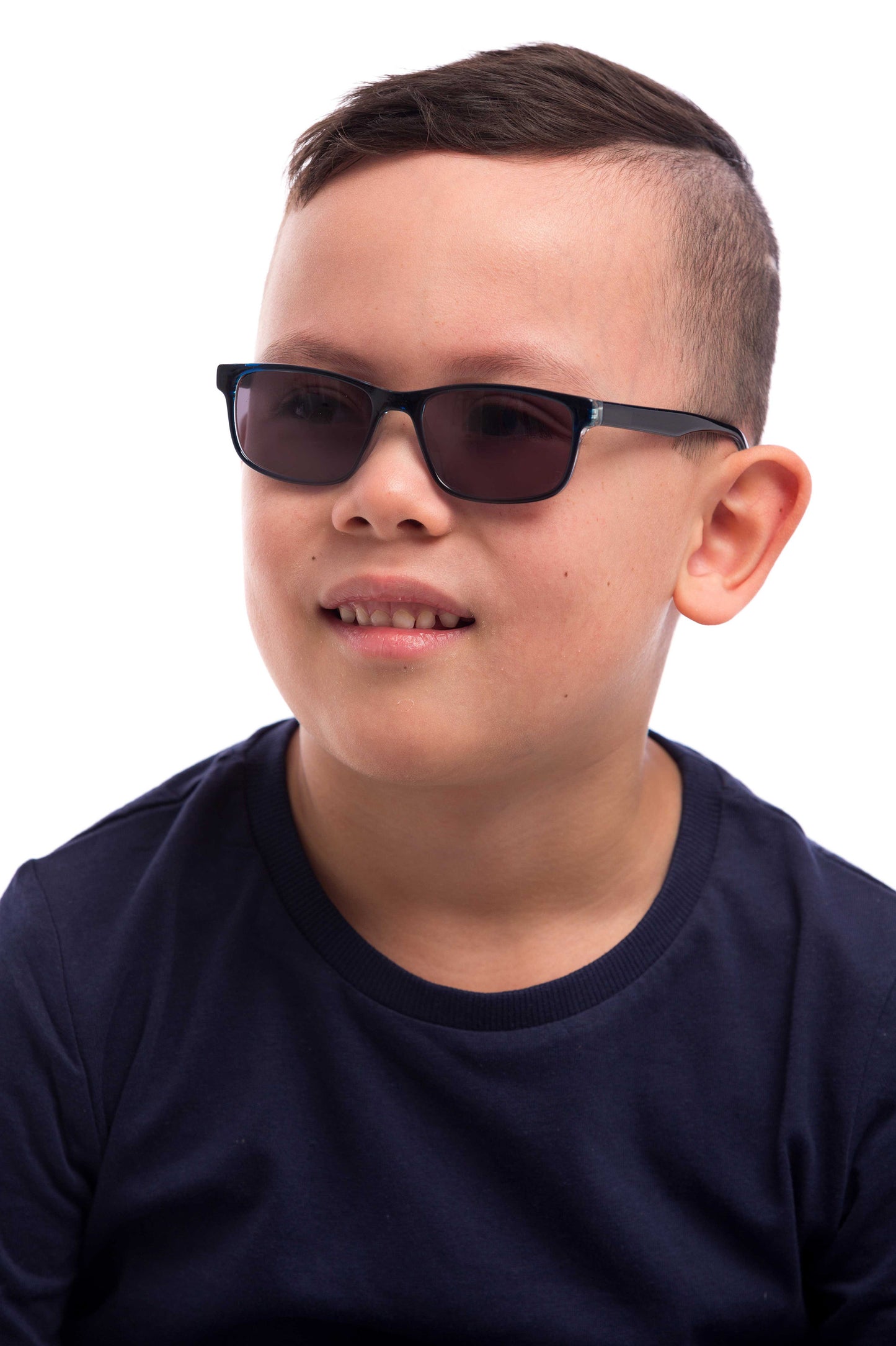 Boy Wearing Theo Kids Sunglasses Prescription (Brown)