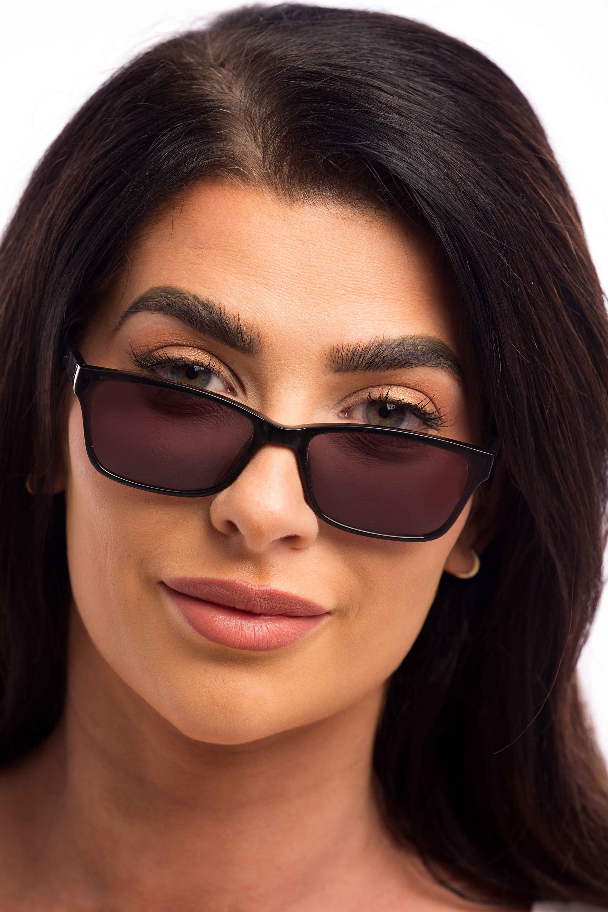 Woman Wearing Denver Sunglasses Prescription (Grey)